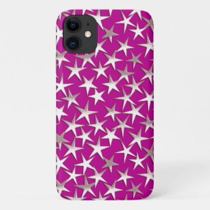 Zilveren sterren op een paars amethyst iPhone 11 hoesje