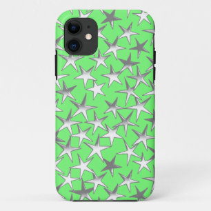 Zilveren sterren op kalkgroen iPhone 11 hoesje