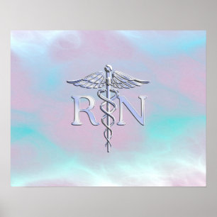 Zilveren stijl RN Caduceus Medisch Moederparel Poster