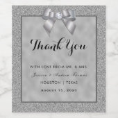 Zilveren & stijlvolle glitter bruiloft gunst wijn etiket (Enkel label)