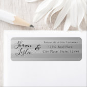 Zilveren strepen Bruiloft retour adres label (Insitu)