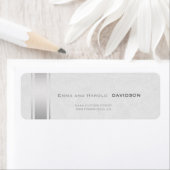 Zilveren Strepen Wit Leer Custom Monogram Etiket (Insitu)