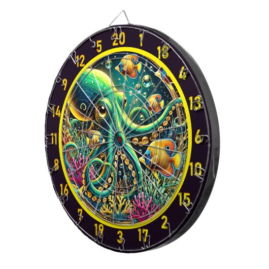Zilveren Stromen Octopus Dartboard Dartbord (Voorkant Rechts)