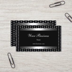 Zilveren studs Zwart Elegant Klasse Visitekaartje