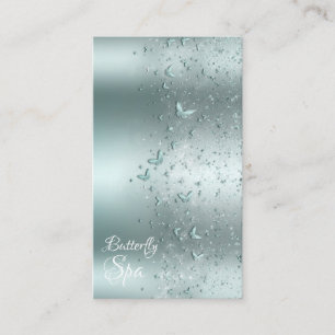 Zilveren Teal Aqua Glitter Vlindervlinder Visitekaartje