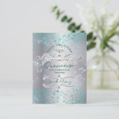 Zilveren Teal Gejewelde Tiara Quinceañera Briefkaart (Staand voorkant)