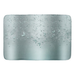 Zilveren Teal Glans Glitter Fladderende Vlinder Badmat