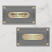 Zilveren textuur metaal | Gouden schroeven en plaa Visitekaartje (Voorkant / Achterkant)