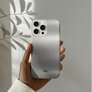 Zilveren textuur roestvrij staal uitzicht iPhone 14 plus hoesje