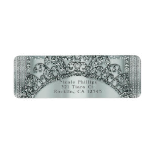 Zilveren Tiara Kroon & Diamond Bling Uitnodiging Etiket