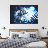 ZILVEREN TIJGER CANVAS AFDRUK (Insitu (Slaapkamer))