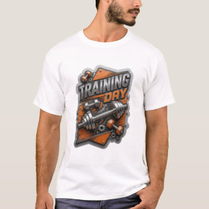 Zilveren TRAINING DAY Grafische T-shirt met rand