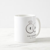 Zilveren trouwring Monogram met datum Koffiemok (Voorkant rechts)