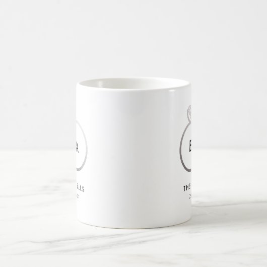 Zilveren trouwring Monogram met datum Koffiemok (Center)