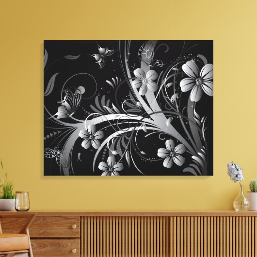 zilveren tuin canvas afdruk (Insitu (Woonkamer))