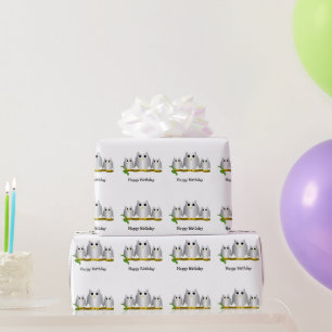 Zilveren Uilen Ontwerp Verjaardagscadeau Cadeaupapier