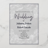 Zilveren vintage vergulde witte bruiloft folie uitnodiging (Voorkant)