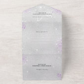 Zilveren violette vlinders schitteren bruiloft all in one uitnodiging (Buitenkant)