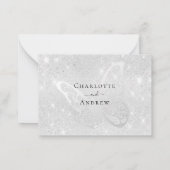 Zilveren vlinder schittert bruiloft RSVP Notitiekaartje (Achterkant)