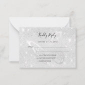 Zilveren vlinder schittert bruiloft RSVP Notitiekaartje (Voorkant)