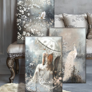 Zilveren Voering Romantisch Zwaar Decoupage SET Inpakpapier Vel