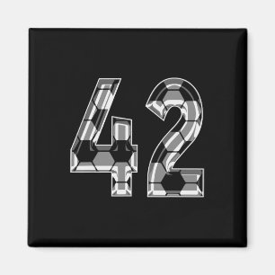 Zilveren Voetbalpatroon Nummer 42 Shirt Speler Uni Magneet