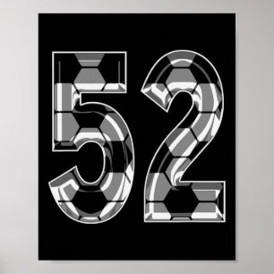 Zilveren Voetbalpatroon Nummer 52 Shirt Speler Ten Poster