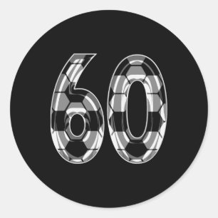Zilveren Voetbalpatroon Nummer 60 Shirt Speler Ten Ronde Sticker
