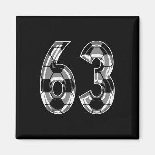 Zilveren Voetbalpatroon Nummer 63 Shirt Speler Ten Magneet