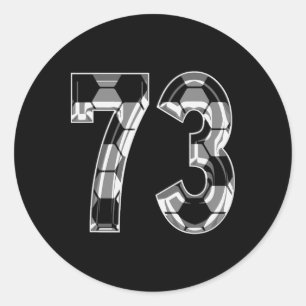 Zilveren Voetbalpatroon Nummer 73 Shirt Speler Uni Ronde Sticker