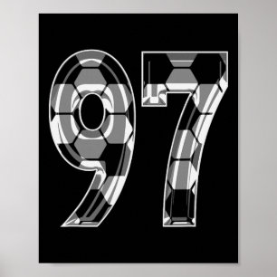 Zilveren Voetbalpatroon Nummer 97 Shirt Speler Uni Poster