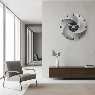 Zilveren Vortex Industriële Wandklok Grote Klok