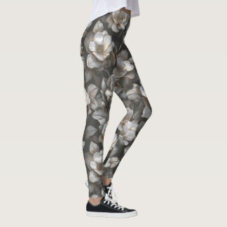 Zilveren Vrouwen Actieve Wear Gardenia's Bloem Moe Leggings