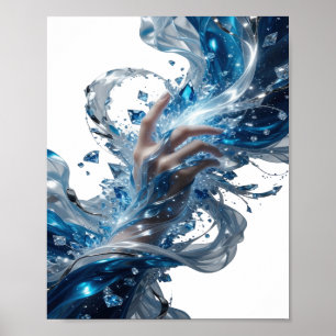 Zilveren WATER MAGIC slogan ontwerp met een randje Poster