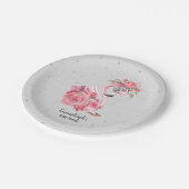 Zilveren Waterverf Ballerina Flamingo Baby shower Papieren Bordje (Gekanteld)