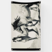 ZILVEREN WILDE PAARDEN VAN UTAH WALL ART Banner (Verticaal)