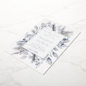 Zilveren Winter Bloemen Botanische Vakantie Bruilo Folie Uitnodiging (Gedraaid)