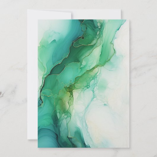 Zilveren, witte en bos groene inkt bruiloft kaart (Achterkant)