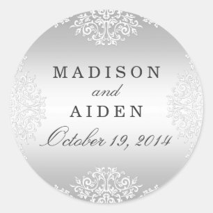 Zilveren Witte  Glamour Bruiloft Sticker
