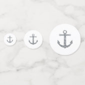 Zilveren & Witte Glitter Anker Nautische Beach Par Confetti (Voorkanten)