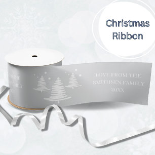 Zilveren witte minimalistische kerstbomen lint