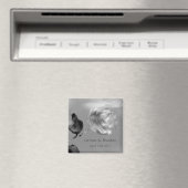 Zilveren witte roos Save the Date Magneet (Insitu (Vaatwasser))