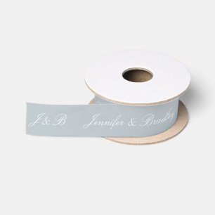 Zilveren Witte Trouw Monogram Met Persoonlijke Nam Lint