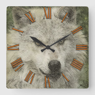 Zilveren Wolf potlood illustratie tekening klok