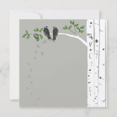 Zilveren wolk berken vintage vogels trouw uitnodig kaart (Achterkant)