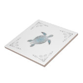 Zilveren Zeeen Schildpad Witte Kust Tegeltje (Zijkant)
