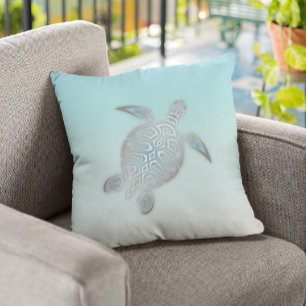 Zilveren Zeeschildpad Strandstijl Kust Kussen