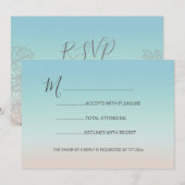 Zilveren Zeeschildpadden Turquoise Strand Bruiloft Kaart (Voorkant / Achterkant)