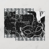 Zilveren Zwart Masker Masker Maskerade Party Kaart (Voorkant / Achterkant)