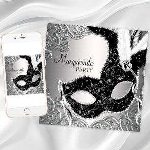 Zilveren Zwart Masker Masker Maskerade Party Kaart